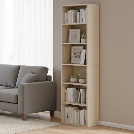 Étagère à 6 Niveaux, Étagère Debout de Style Scandinave, pour Salon, Bureau, Chambre à Coucher, Bureau à Domicile, 24 x 40 x 178,5 cm, Beige (1/5)