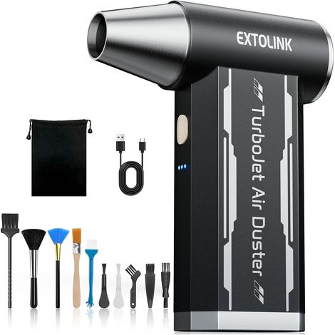L8 Souffleur Air Comprimé,180000 TR/Min de Mini Souffleur Sans Fil Puissant Batterie 8000mAh 4-Speed TurboJet Mode, Soufflette Air Comprimé avec kit de nettoyage pour Hôte,PC,Clavier,Cartes Graphique (1/5)