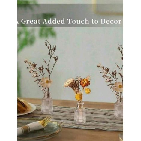 Set de 6/12 pièces : vases en verre décoratifs, vases pour centre de table, petits vases rayés transparents modernes, adaptés à la décoration de table de fêtes florales et à la décoration de maison (1/4)