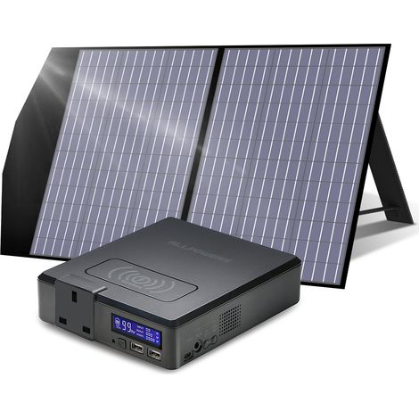 Power Station Solar Generator AC Power Bank 200W 154Wh with 100 W Solar Panel for Outdoors Camping Travel Emergency Allpowers S200 (1/5)