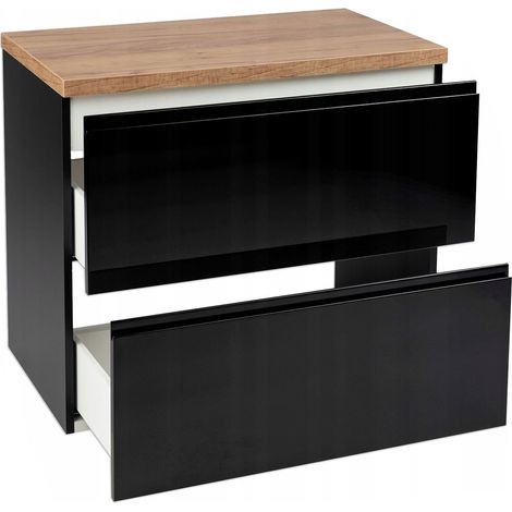 STAMAR  Badezimmerschrank - 60 cm - Schwarz glänzend - Elegant und modern - Mit Soft-Close-System