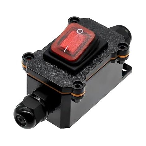 SHINING HOUSE Interrupteur de câble étanche IP65, interrupteur marche/arrêt, 4 bornes des deux côtés, 12V DC 25A DPST, utilisation en extérieur (1/4)
