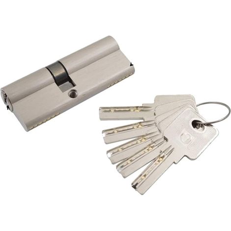 Serrure à cylindre avec bouton rotatif, différentes tailles de noyau, 5 clés, 32 mm
