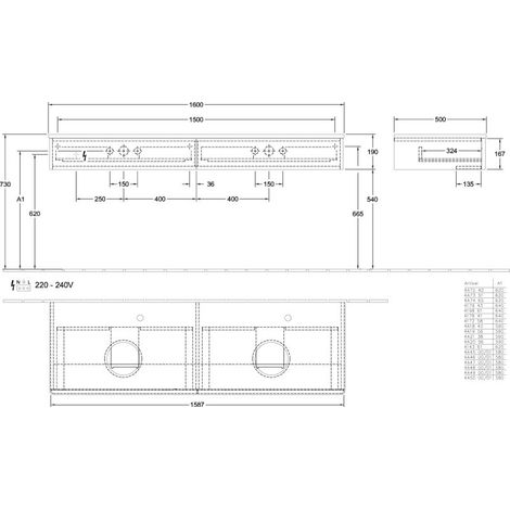 Villeroy & Boch L17150HJ WTUS Antao L175 1600x190x500 mm