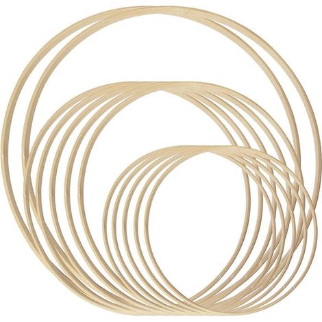 Anneaux attrape-rêves (12 pièces) en bambou et bois pour arche florale, idéale pour la création de couronnes de mariage et la décoration murale. (1/5)