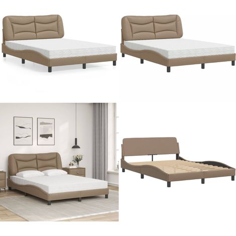 Bett mit Matratze Cappuccino-Braun 120x200 cm Kunstleder - Schlafzimmer Möbel - Betten - Doppelbetten - Boxspringbett - Lattenrost - Home & Living (1/5)