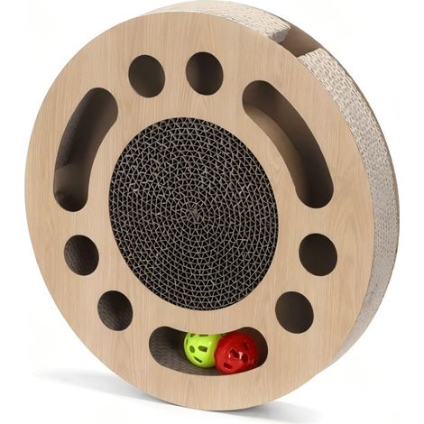 Griffoir rond 2 en 1 pour chat avec balle interactive