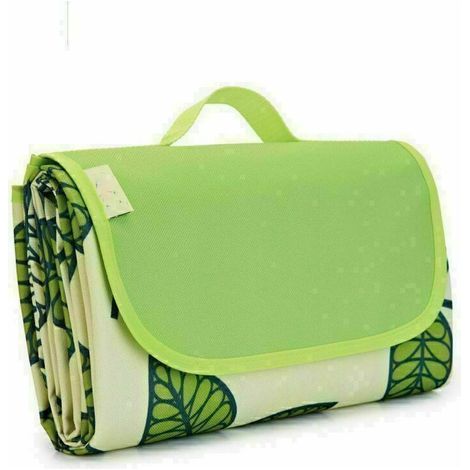 200 x 200 cm Couverture Tapis de Pique-Nique imperméable Couverture Pliable pour Camping Tapis de Plage composée et avec poignée Portable,Feuilles vertes
