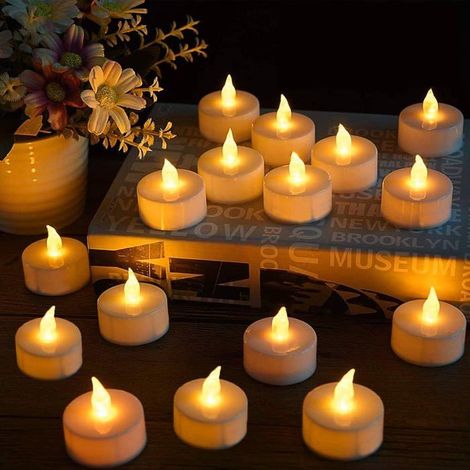 Bougies chauffe-plat LED - Lot de 24 - Jaune - Sans flamme - Autonomie 100 heures (1/5)