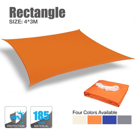 (Orange 4x3M) Voile d'ombrage imperméable, adaptée aux pergolas extérieures, jardins et patios. (1/5)