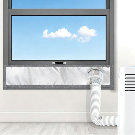 100CM Joint de fenetre pour Climatiseur Mobile,argenté100% occultant étanche,kit fenetre pour clim Mobiles,Oxford léger imperméable non respirant,anti-refoulement air chaud,installation facile (1/5)