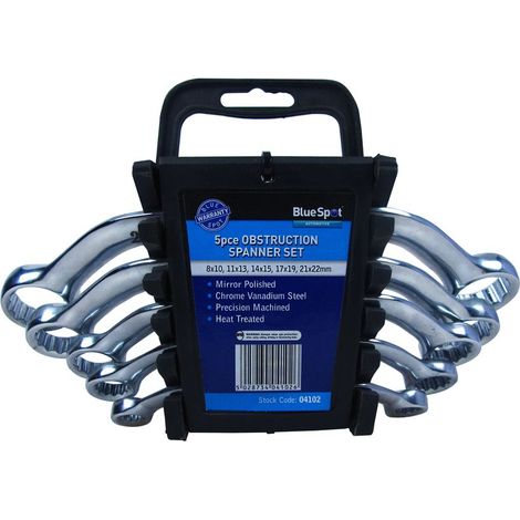 Blue Spot Tools 5 Piece Chrome Vanadium Metric Obstruction Spanner Set (8-22MM)