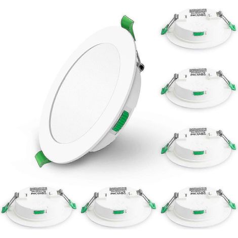 Lotto di sei punti da incasso ultra-sottile LED 7 W dimmerabile, diametro di taglio 67-75 mm, bianco, IP44CE (1/5)