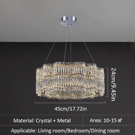 LED Kristall-Pendelleuchte Ø 45 cm, Wellen-Design, 3 Lichtfarben, Dimmbar, Moderne Kompakte Hängeleuchte