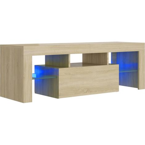Mobile TV multimediale scaffale per televisione televisione buffet sala da pranzo soggiorno camera da letto con luci a LED rovere Sonoma 120 x 35 x 40 cm marrone 020026756