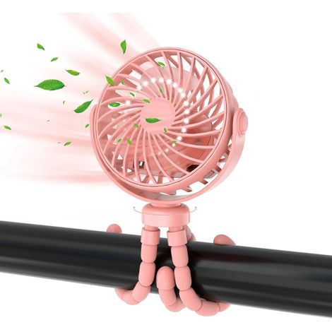 Ventilateur flexible portable rechargeable – batterie intégrée – rotation 360° – 3 vitesses réglables – avec veilleuse LED et fonction support (1/5)