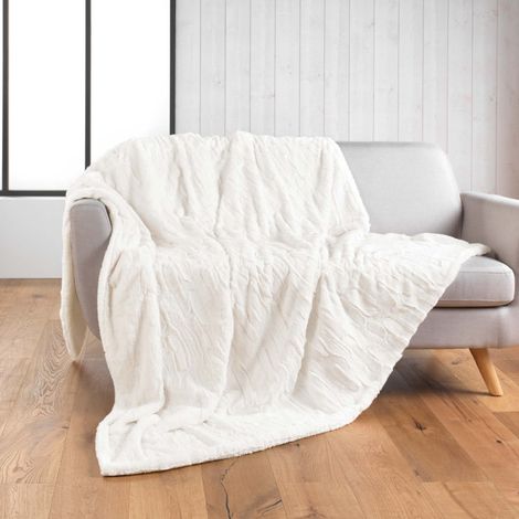 Plaid Imitation Fourrure "Foxy" 180x220cm Naturel (1/3)