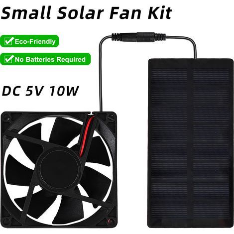 Ventilateur à énergie solaire pour campin extérieur petit avec kit de panneau 3000 tr / min IP65 imperméable - Homes polyvalents RVS Greenhouses PETS (1/5)