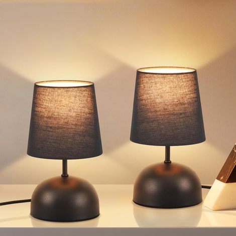 ZMH – Lampe de table noire en tissu 14x24,5 cm – Douille E14 jusqu'à 40W – Éclairage doux pour chambre et bureau – Installation facile (1/5)