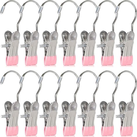 Pince à crochet de 20 pièces pour bottes, pince à crochet rose, pince à crochet, pince à crochet pour vêtements - pince portative en acier inoxydable pour les voyages à domicile (1/4)