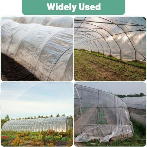 Film polyéthylène, 2 films transparents de 10 m pour serre, bâche pour tomates, bâche pour serre de jardin pour légumes et (1/4)
