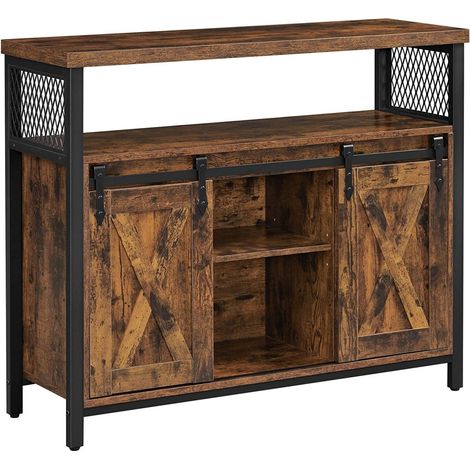 Armoire a portes coulissantes - etageres reglables brun rustique (1/5)