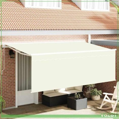 Auvent rétractable électrique - FAF7291712447549 - 400 x 200 cm - Crème et blanc - Télécommande (1/5)