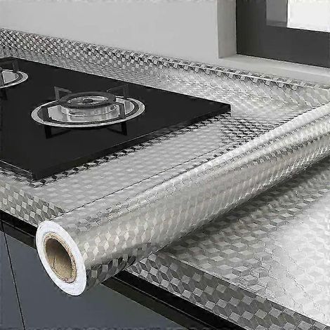 Autocollants adhésifs modernes 3M résistants à l'huile pour cuisine, en feuille d'aluminium, pour plaques de cuisson et placards de cuisine - Papier peint à faire soi-même - JXLGV (1/5)