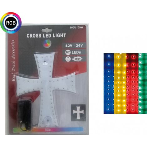 LED-Leuchtkreuz, mehrfarbig (RGB), 84 LEDs, 12V/24V, 245 x 200 mm