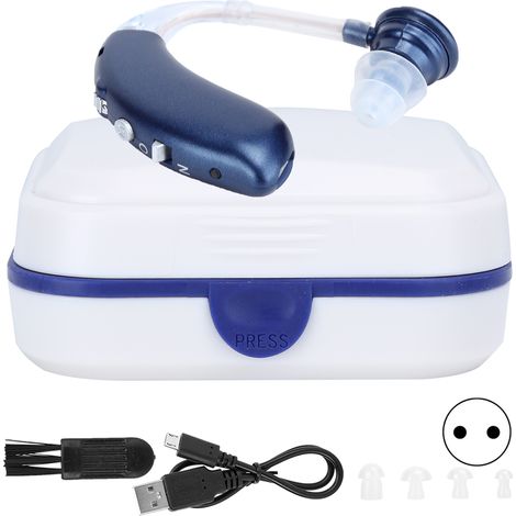 Wiederaufladbarer digitaler Bluetooth-Hörverstärker für Hörgeschädigte, 100–240 V, EU-Stecker, blau – AquaForge
