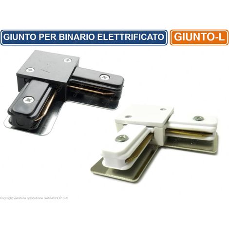 BINARIO FARETTI PERSONALIZZABILE 220V NERO BIANCO MODULI 1MT 2MT UNIVERSO LED BIANCO,Connettore a L (1/3)