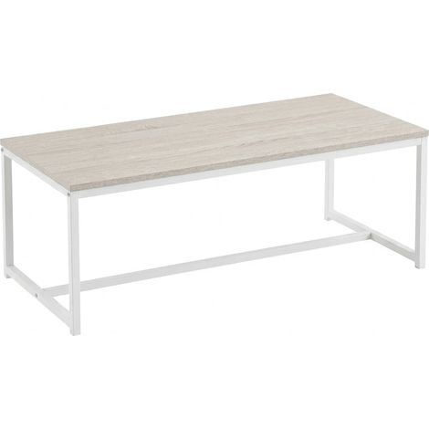 Tavolo Basso Soggiorno Design Industriale Legno Metallo 100x50x36cm URBAN BIANCO (1/5)