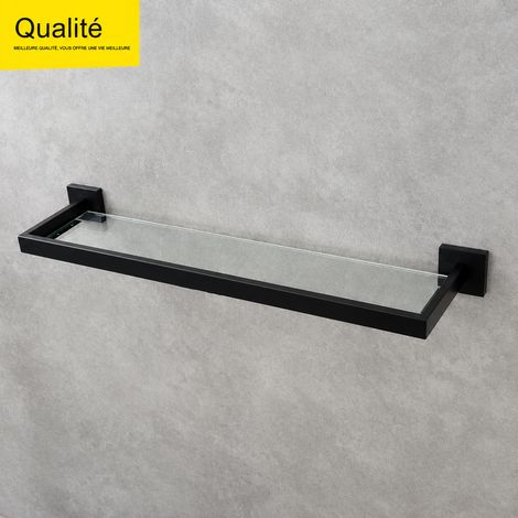Étagère de salle de bain en acier inoxydable 304 et verre noir tablette murale 1 niveau SBH177B 61 g – Livraison gratuite (1/5)