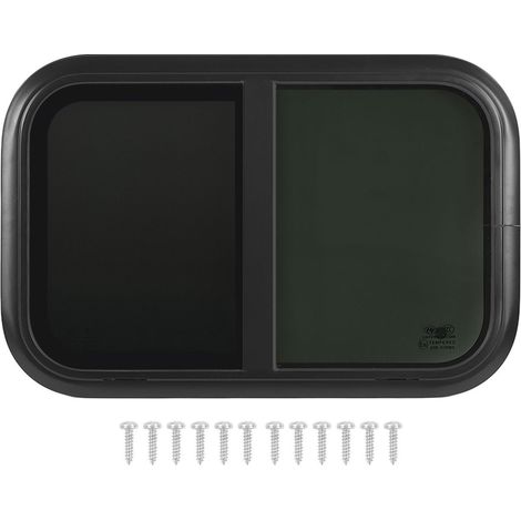 Fenêtre coulissante horizontale pour camping-car 23,6x11,8po UV résistant verre trempé avec moustiquaires amovibles noires épaisseur de paroi:43 à48mm/1,7 à1,9po (1/5)