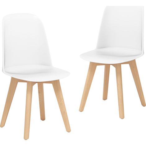 COSTWAY Set of 2 Modern Dining Chairs Black Plastic Seat Tilt Backrest 330 LBS Capacity White (1/5)