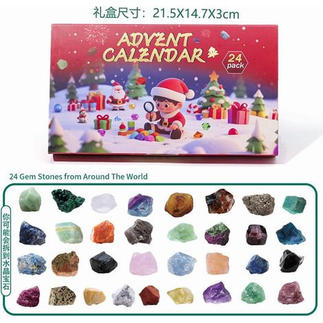 Calendrier De Lavent - Décoration En Pierre Cristalline - 24 Compartiments Pour Cadeaux - Pour Compte À Rebours De Noël - 1 Pièce