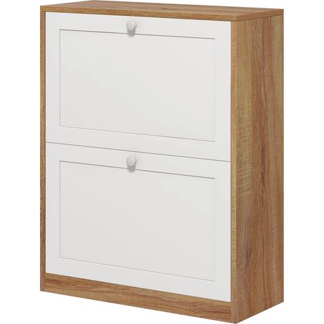 Schuhregal mit 3 verstellbaren Ablagen, 2 Ebenen für 12 Paar Schuhe, Spanplatte und MDF, 60 x 24,5 x 75,5 cm