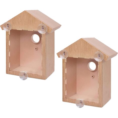 2 durchsichtige, einseitig verspiegelte Vogelhäuser – Vogelnistkästen zur Fensterbefestigung mit Saugnapf (1/5)