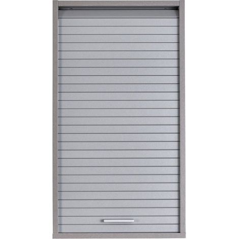 Les Tendances – Meuble haut de cuisine gris avec rideau coulissant – Dimensions L 40 x H 72 x P 35 cm – 2 tablettes réglables – Éco-conçu en France (1/5)