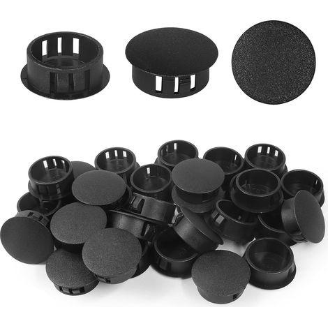 Embouts d'insertion - Embouts de fixation ronds verrouillables - Pour tubes de poteaux de clôture de meubles - 25 mm, 30 unités - Noir (1/5)