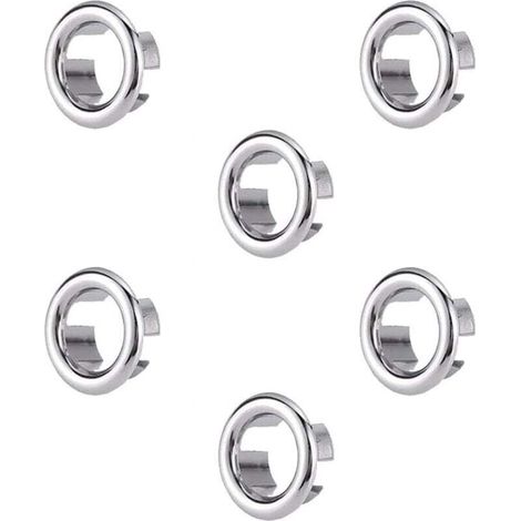 Anneau de trop-plein pour évier, 6 pièces, remplacement pour trou d'évier, garniture de trop-plein ronde pour lavabo, bouchon pour trou d'évier, pour baignoire, cuisine, évier (1/4)