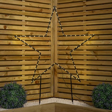 90cm Light up Dewdrop Metal Christmas Star with Garden Stake & Warm White LEDs (1/5)