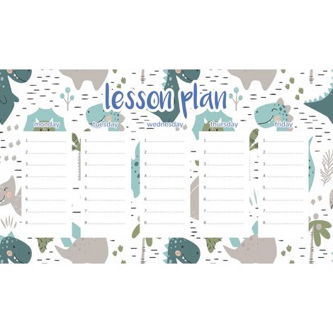 Piano di lezione magnetico per bambini: dinosauri minimalisti, 30x17,5 cm