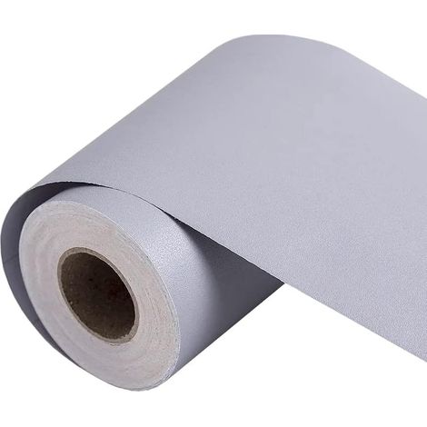 Bordure De Papier Peint Frise Murale Adhesive Bordure Papier Peint Frise Autocollante Pour Cuisine, Salle De Bains, Plafond, Salon, Chambre DéCoration Murale Gris Clair 12cm X 500cm (1/5)