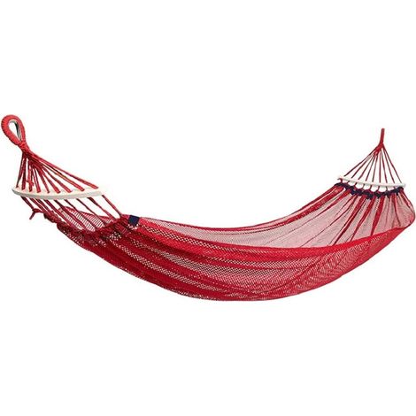 TrAdE Shop Traesio - Amaca In Rete Singola Portatile Dondolo Per Giardino Cortile Campeggio Rossa - (1/5)