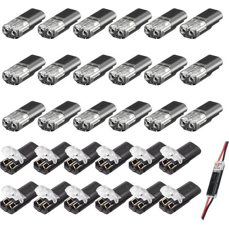 30 PCS Connecteur Épissure de Fil de 2 Broches, Connecteur De Câble Enfichable Avec Boucle De Verrouillage 18-22 AWG Connecteur Fiche Voiture pour Câble Bloc de Jonction pour Voitures Motos Navires (1/5)