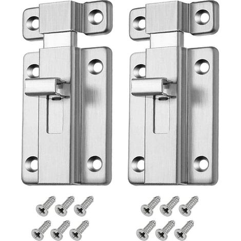 2 pestillos de puerta de acero inoxidable con tornillos de fijación para dormitorio, baño, inodoro, muebles y ventanas.