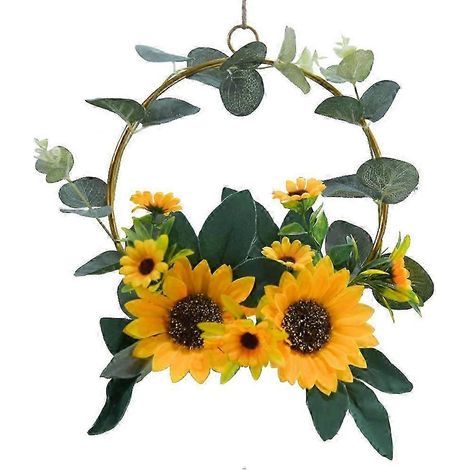 Künstliche Sonnenblumengirlande, dekorativer Drahtkranz, für Hochzeiten und Wanddekoration (1/4)