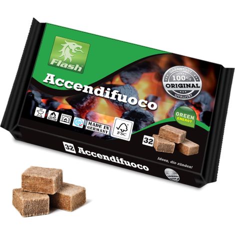 Briquet Flash e'cologique 32 cubes en bois et briquets grillades en cire pour chemine'es
