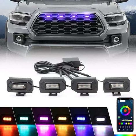 1 Farbsatz: siehe Foto. Material: ABS. 16-farbiges (RGB) LED-Frontgrill-Set mit Fernbedienung per App. (1/5)